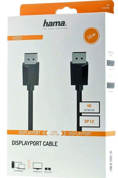 Hama Cablu Hama 200696, DisplayPort - DisplayPort, Ultra-HD 4K, 1.5m (Negru)