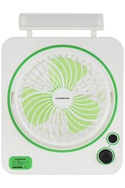 Olsenmark 6” Rechargeable Mini Fan with LED Light – 2 Speeds, Long Battery Life
