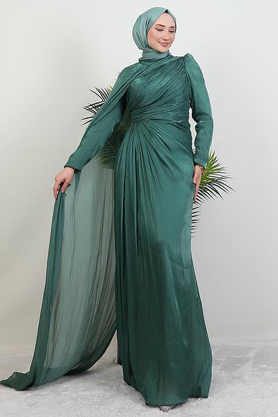 GİYZAMİLA Burcu Hijab βραδινό φόρεμα Dark Mint