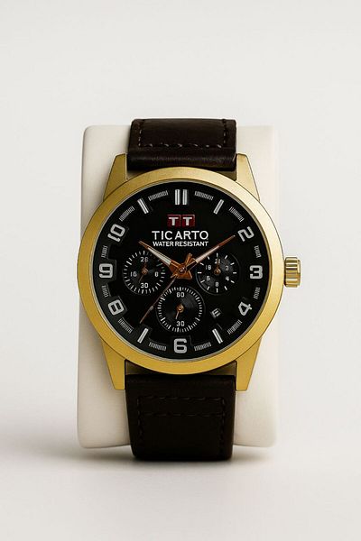 essentialneedsforall Ticarto Water Resistant Genuine Leather Watch