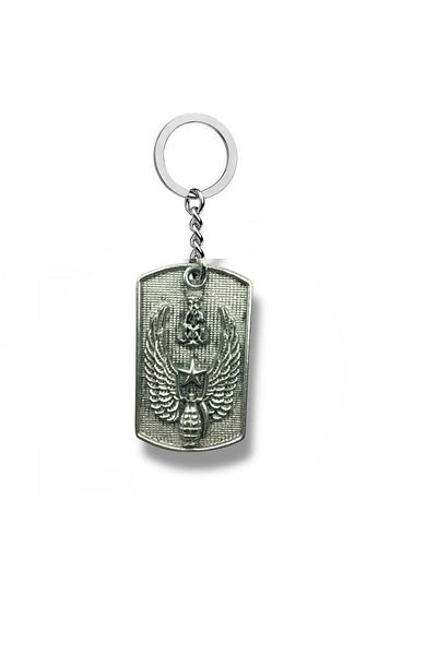 Herşey Nota U.S. Army Logo Keychain – American Army Symbol Silver Color Unisex Accessory
