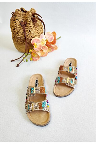 Of&Off Women's Imported Colorful Stone Belted Slippers