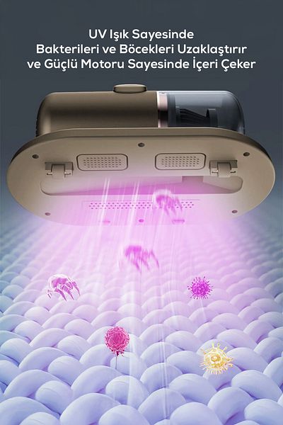 DEMPOWER Powerful Motorized Mite Removal Device with Uv Light Technology - 99.9% Mite Removal Feature