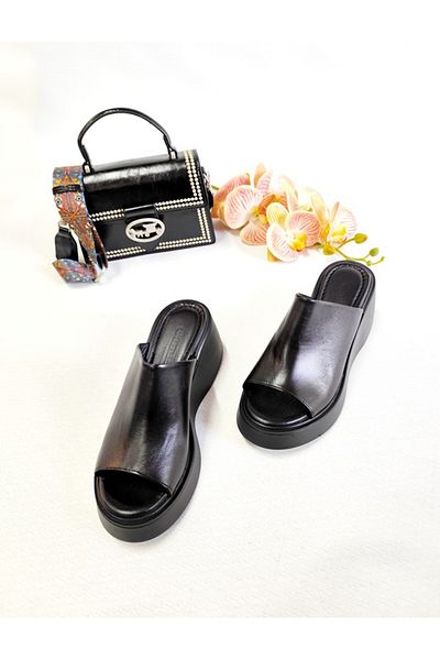 Of&Off Women's Genuine Leather Slippers