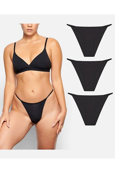 GECKO COLLECTION Women's Slip Bikini Side Elastic Panties 3 Pieces