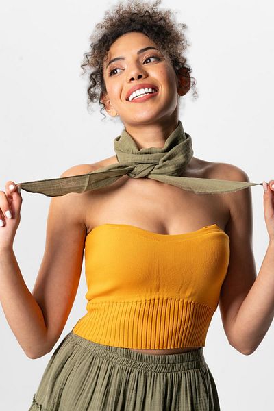 Eliş Şile Bezi Muslin Scarf Khaki Hk