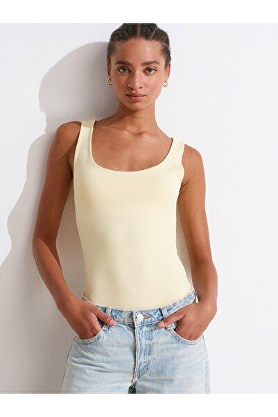 Dilvin 20977 Kalın Askılı Poliamid Atlet-Sarı