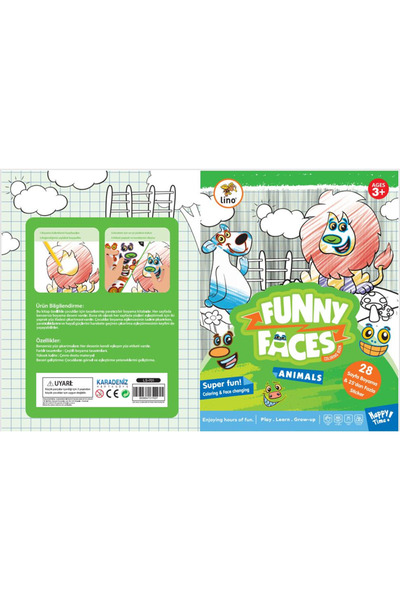 Lino Lino Funny Faces Sticker Coloring Book Animals
