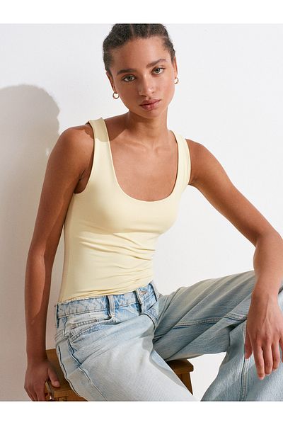 Dilvin 20977 Thick Strap Polyamide Undershirt-Yellow