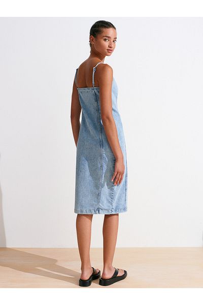 Dilvin 90563 Rochie din denim de mărime medie Power Lycra-Albastru