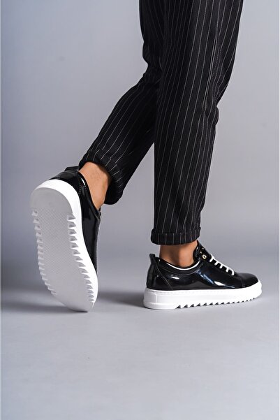 EBRUS TREND Et152 Cool Lace-Up Patent Leather Men's Casual Sports Classic Shoes Bt - Black