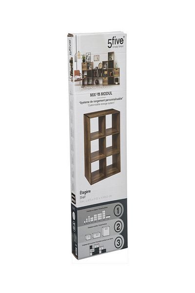 Five Simply Smart 6-Compartment Mix N Modul Wooden Storage Shelf