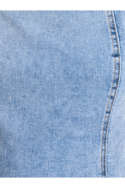 Dilvin 90563 Power Likra Ortaboy Denim Elbise-Mavi