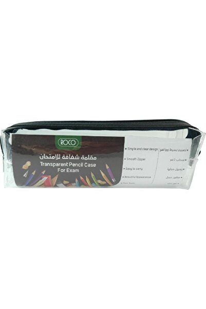 Roco Clear Soft Pencil Case – Rounded Black Design for School, Office, and Ev...