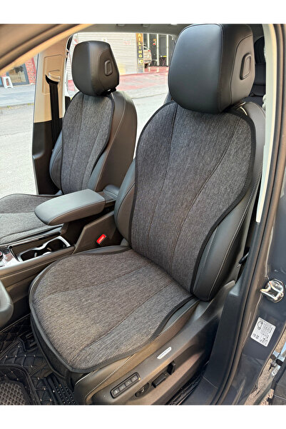 FEYZA OTO Black Gray Linen Pocket & Sweat-Proof Auto Seat Cushion Set (Front ...
