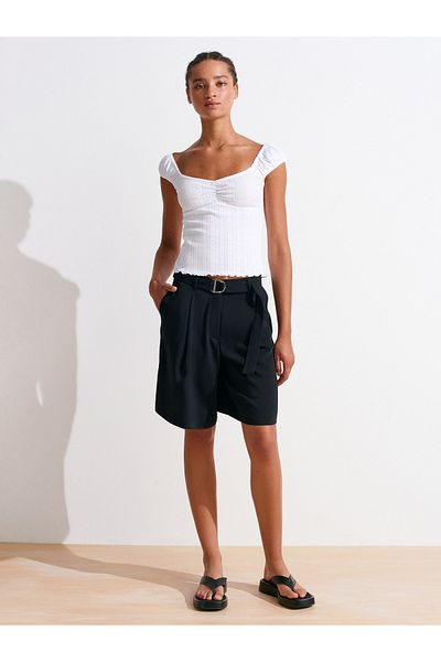 Dilvin 72131 Bermuda Shorts with Belt and Collet - Black