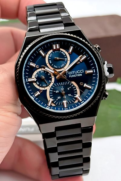 Ferrucci Function Men's Wrist Watch, Steel Band & Special Design, 3Atm Water Resistant Black Sdfer165
