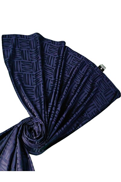 mim eşarp Șal Jacquard cu Textură Mătăsos și Motiv Geometric 75x190 cm