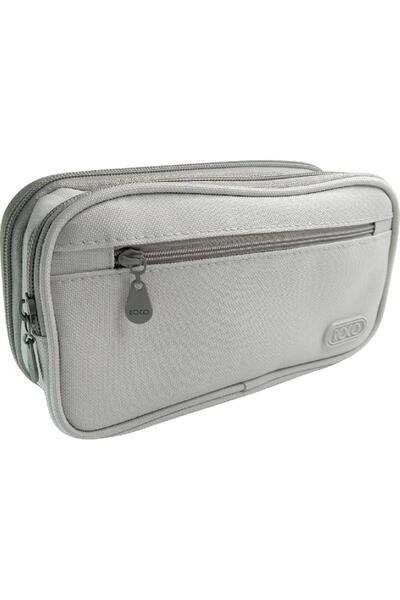 Roco Soft Pencil Case – Grey 2-Compartment with Mesh Pocket for School and Of...