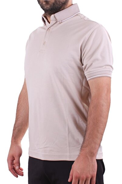 Twister Jeans Twister 2305 Μπεζ καθημερινό κοντομάνικο ανδρικό μπλουζάκι με βαμβακερό γιακά πόλο