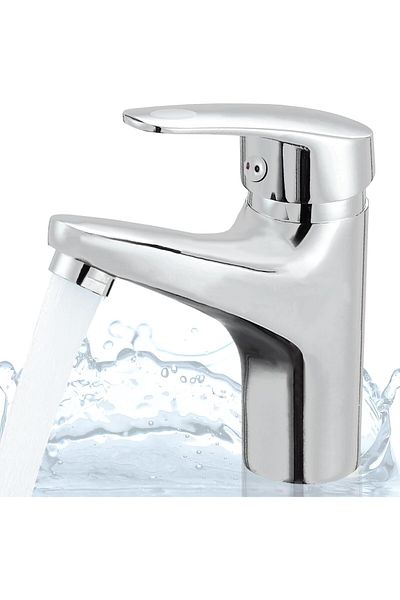 GENERAL Short Automatic Sink Mixer Model Mega 1 Chrome Non-Rust with Hot/Cold Extension Hoses WAHAJ