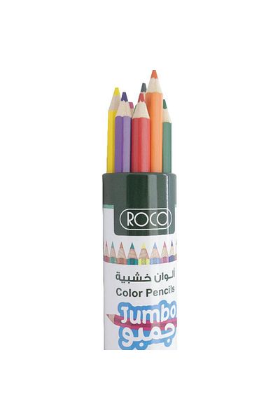 Roco Jumbo Color Pencil Set – 12 Assorted Colors for Easy Grip and Bold Coloring