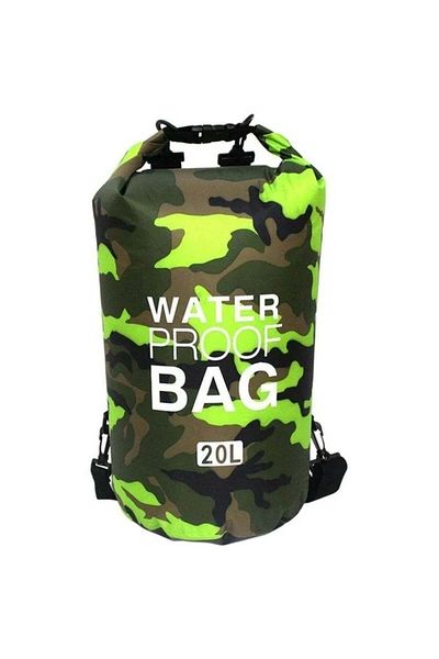 huitich 20L Camouflage Green Double-Strap Waterproof Outdoor Sport PVC Bag
