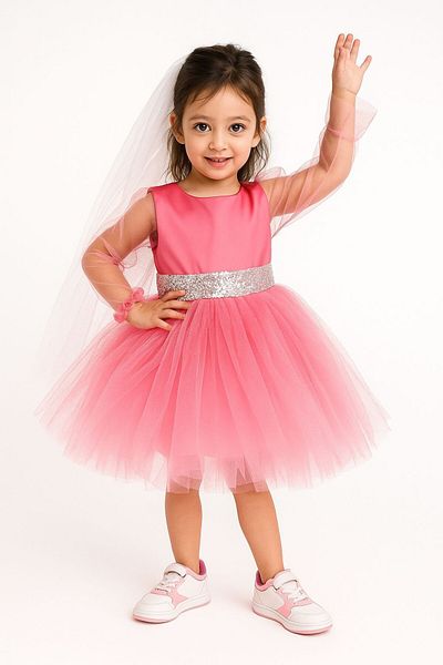 MİNYON BABY Girl's Back Detailed (Removable) Zippered Evening Dress Wedding Dress