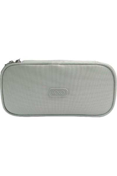 Roco Soft Pencil Case – Grey 2-Compartment with Double Zipper All-Access Design