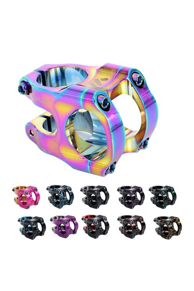 Asroya Wake Rainbow Oilslick Alüminyum Bisiklet Kısa Gidon Boğazı Bisiklet Ye...