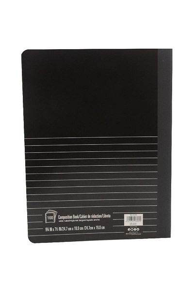 Roco Journal Notebook 7.5 x 9.75 in – 200 Pages, Single/Wide Ruled, Black Marble Cover