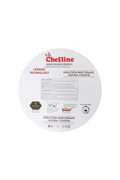 Chefline DZN26 Induction Base Ceramic Natural Coating Dutch Oven, 26 cm, Red