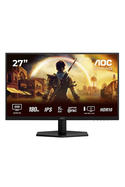Aoc AOC 27" Fast IPS QHD Gaming Monitor, 180Hz, 1ms, HDMI/DP, Built-in Speakers, Black