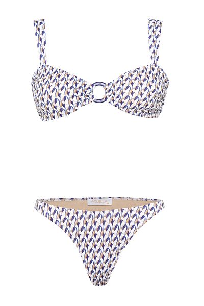 AQUELLA Patterned strapless bikini with wide straps buckle