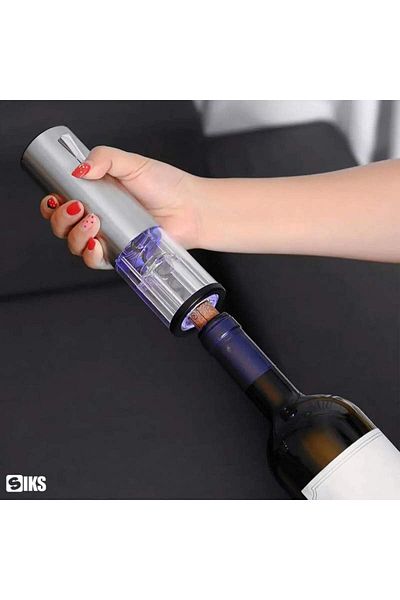 SIKS Electric Corkscrew Set For Wine With Accessories, Usb Cable, Stainless Steel/plastic, Silver