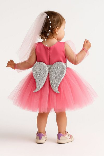MİNYON BABY Girl's Back Detailed (Removable) Zippered Evening Dress Wedding Dress