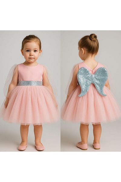 MİNYON BABY Girl's Back Detailed Evening Dress Wedding Party Dress