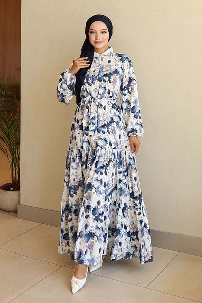 benguen Φόρεμα Hijab με σχέδιο Navy Blue 566