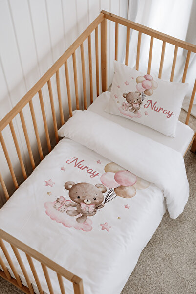 Messido %100 Pamuk Saten Kişiye Özel İsimli Park Yatak Nevresim Takımı 80x120 cm