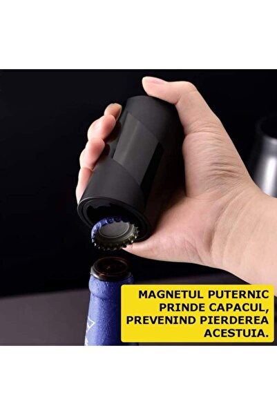 SIKS Automatic Bottle Cap Opener for Beer, Juice, Magnetic, Portable, Black