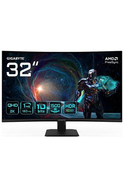 Gigabyte Monitor de gaming curbat GS32QCA QHD de 31,5", 180Hz, 1ms, HDMI/DP, negru