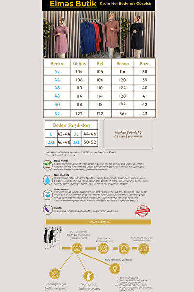 Elmas Tesettür Γυναικεία Ρούχα Μασούρι Πουκάμισο με πέτρες σε μεγάλο μέγεθος