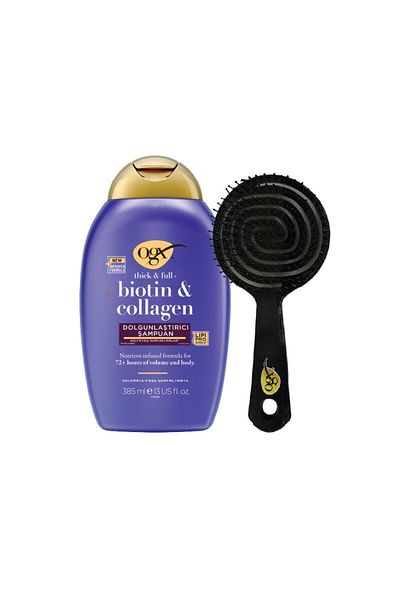 OGX Volumizing Biotin & Collagen Sulfate-Free Shampoo 385 ml + Ogx Comb