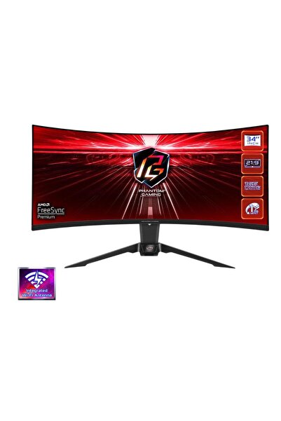 ASROCK Monitor de gaming curbat de 34" WQHD 165Hz, 1ms, AMD FreeSync, LED VA,...