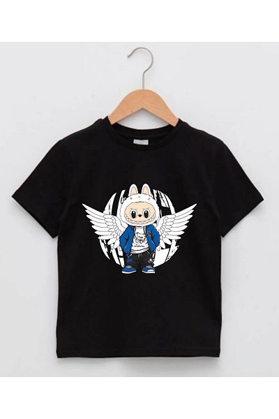 Touz Moda Cute Labubu Kids Angel Design Unisex Oversize T-Shirt