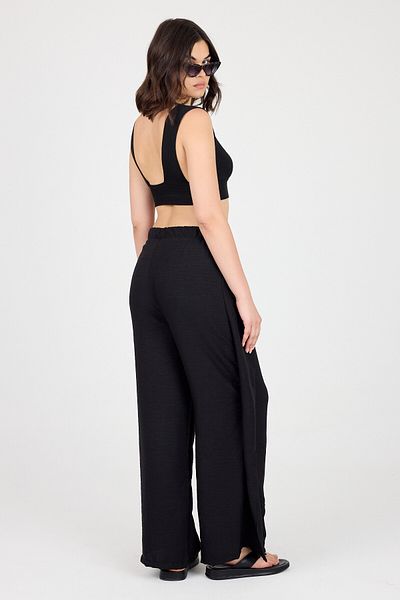 Ceylen Linen Shalwar Trousers with Tie Detail and Slits