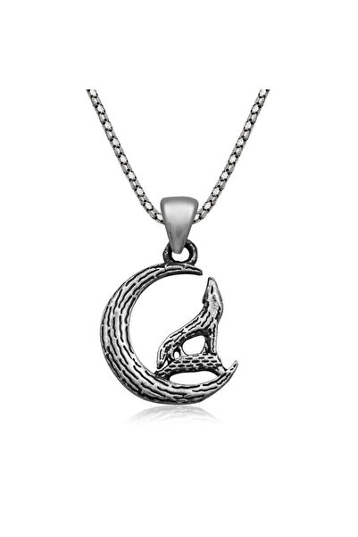 playzone نيدام بوتيك ​ قلادة فضية على شكل ذئب الأحمر