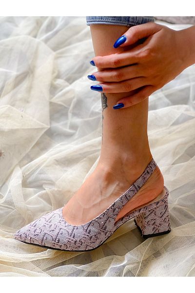 BERFONA Maria Powder Linen 5 cm Heel Sandals