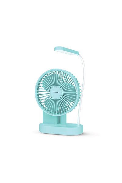 Olsenmark 6” Rechargeable Mini Fan with LED – 3 Speeds, USB Charging & 6-Hour Runtime