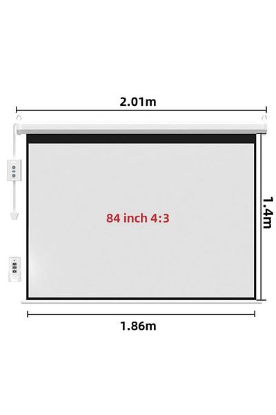 FlashHawk 84 Inch 4:3 Wall Mount Electric Projector Screen with Remote Control For Business/School/Office